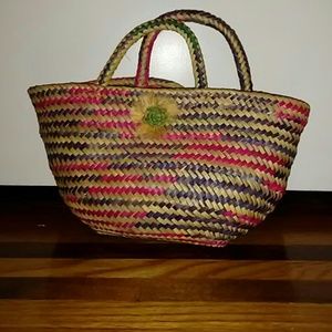 Handmade straw basket tote